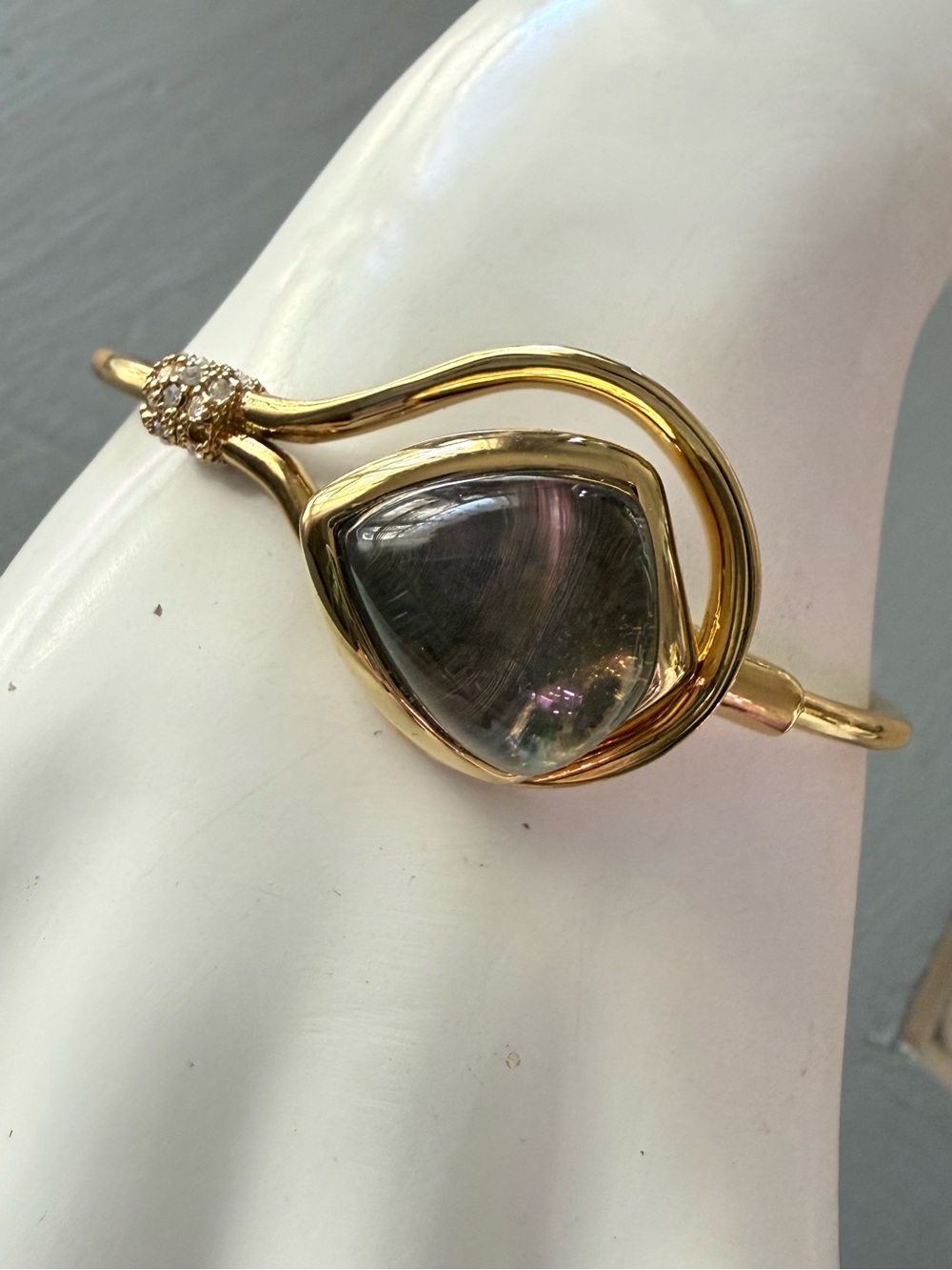 Alexis Bittar Gold Stone Hook Bangle Bracelet